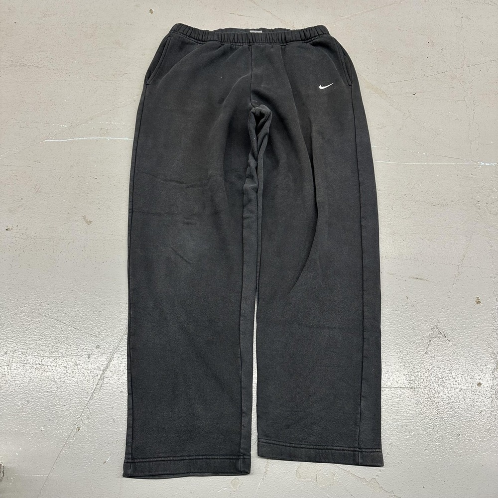Nike Sweatpants Mens Large Black Fleece Straight Leg Elastic Waist Swoosh Logo